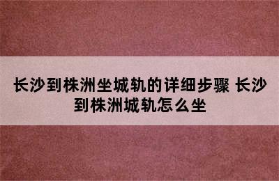 长沙到株洲坐城轨的详细步骤 长沙到株洲城轨怎么坐